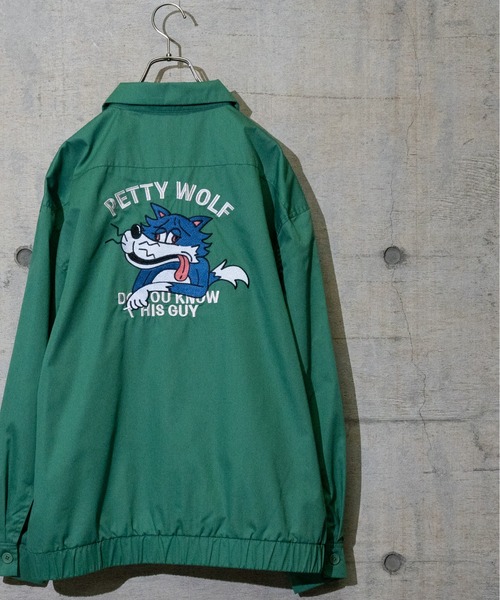 Limited Line Naive Magic(リミテッドラインナイーブマジック)の「【a】TCツイルバック刺繍 "PETTY WOLF"USED LIKE SWINGTOP(ブルゾン・メンズ・グリーン/チャコールグレー/アイボリー/ブルー/オレンジ・LARGE/MEDIUM)」の16枚目の写真