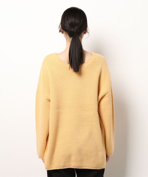KOBE LETTUCE(コウベレタス)の「Vネック畔編みニット(ニット/セーター・レディース・ピンク/ベージュ系/イエロー系/グリーン・FREE)」の5枚目の写真