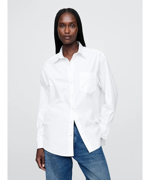 GAP（ギャップ）の「オーガニックコットン ビッグシャツ（シャツ/ブラウス・レディース・ホワイト/ブルー/マルチ/ベージュ/カーキ/ブラック系その他/ホワイト×ブルー/その他/ベージュ系その他/ピンク・S/M/L/XS/XXS）」の11枚目の写真