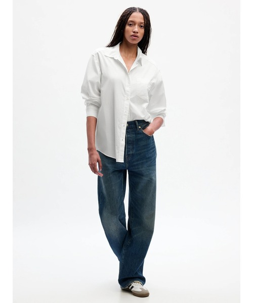 GAP（ギャップ）の「オーガニックコットン ビッグシャツ（シャツ/ブラウス・レディース・ホワイト/ブルー/マルチ/ベージュ/カーキ/ブラック系その他/ホワイト×ブルー/その他/ベージュ系その他/ピンク・S/M/L/XS/XXS）」の21枚目の写真