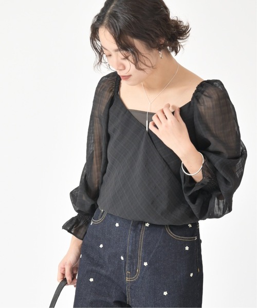 U by SPICK&SPAN（ユーバイスピックアンドスパン）の「カシュクールブラウス◆（シャツ/ブラウス・レディース・ホワイト/ブラック・FREE）」の3枚目の写真