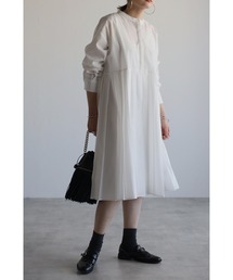 Bonjour Sagan | 【2022 S/S 新作】プリーツ切替バンドカラーチュニック(チュニック)