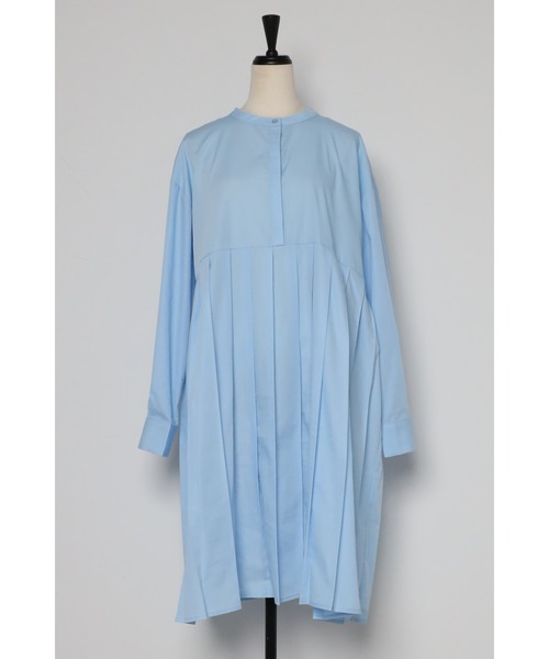 Bonjour Sagan(ボンジュールサガン)の「プリーツ切替バンドカラーチュニック(チュニック・レディース・ホワイト/ブルー・FREE)」の11枚目の写真