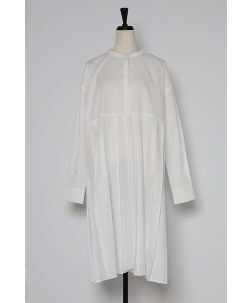 Bonjour Sagan(ボンジュールサガン)の「プリーツ切替バンドカラーチュニック(チュニック・レディース・ホワイト/ブルー・FREE)」の17枚目の写真