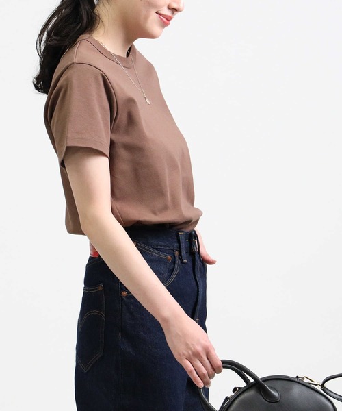 HONEYSUCKLE ROSE（ハニーサックルローズ）の「【HONEYSUCKLE ROSE】スムースレギュラーＴシャツ（Tシャツ/カットソー・レディース・カーキブラウン/ベージュ/ホワイト/ブラック/ブラウン/オレンジ・L/M/S）」の10枚目の写真