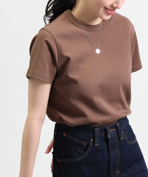 HONEYSUCKLE ROSE（ハニーサックルローズ）の「【HONEYSUCKLE ROSE】スムースレギュラーＴシャツ（Tシャツ/カットソー・レディース・カーキブラウン/ベージュ/ホワイト/ブラック/ブラウン/オレンジ・L/M/S）」の11枚目の写真