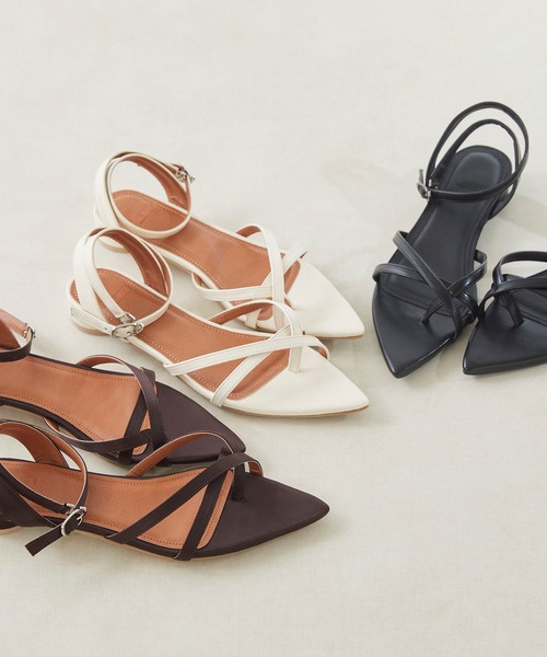menue（メヌエ）の「ポインテッドトゥストラップサンダル（サンダル・レディース・アイボリー/ブラック/ダークブラウン・S/M/L/LL）」の12枚目の写真