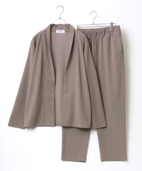 Lazar（ラザル）の「カットジョーゼット ショールカラージャケット＆ワイドテーパードパンツ/カーディガン セットアップ（セットアップ・メンズ・グレー/ブラック/ベージュ/ネイビー/チャコール/アイボリー・M/L/LL）」の5枚目の写真