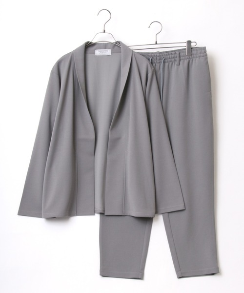 Lazar（ラザル）の「カットジョーゼット ショールカラージャケット＆ワイドテーパードパンツ/カーディガン セットアップ（セットアップ・メンズ・グレー/ブラック/ベージュ/ネイビー/チャコール/アイボリー・M/L/LL）」の4枚目の写真