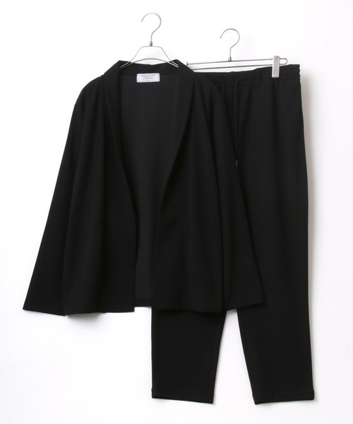 Lazar（ラザル）の「カットジョーゼット ショールカラージャケット＆ワイドテーパードパンツ/カーディガン セットアップ（セットアップ・メンズ・グレー/ブラック/ベージュ/ネイビー/チャコール/アイボリー・M/L/LL）」の3枚目の写真