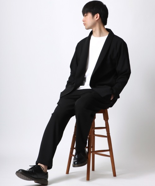 Lazar（ラザル）の「カットジョーゼット ショールカラージャケット＆ワイドテーパードパンツ/カーディガン セットアップ（セットアップ・メンズ・グレー/ブラック/ベージュ/ネイビー/チャコール/アイボリー・M/L/LL）」の16枚目の写真