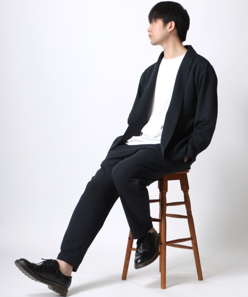 Lazar（ラザル）の「カットジョーゼット ショールカラージャケット＆ワイドテーパードパンツ/カーディガン セットアップ（セットアップ・メンズ・グレー/ブラック/ベージュ/ネイビー/チャコール/アイボリー・M/L/LL）」の17枚目の写真