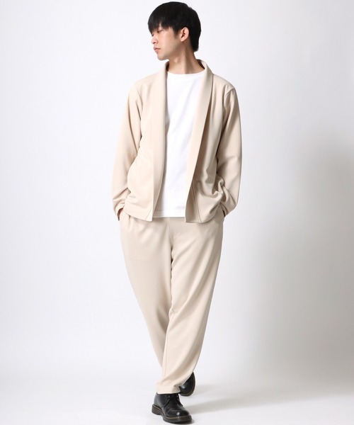 Lazar（ラザル）の「カットジョーゼット ショールカラージャケット＆ワイドテーパードパンツ/カーディガン セットアップ（セットアップ・メンズ・グレー/ブラック/ベージュ/ネイビー/チャコール/アイボリー・M/L/LL）」の15枚目の写真