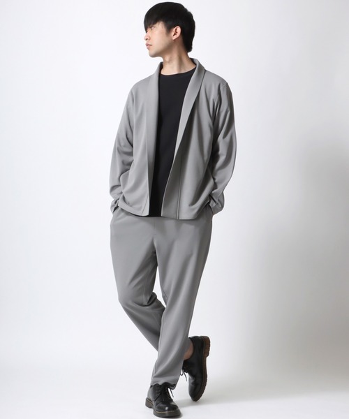 Lazar（ラザル）の「カットジョーゼット ショールカラージャケット＆ワイドテーパードパンツ/カーディガン セットアップ（セットアップ・メンズ・グレー/ブラック/ベージュ/ネイビー/チャコール/アイボリー・M/L/LL）」の9枚目の写真