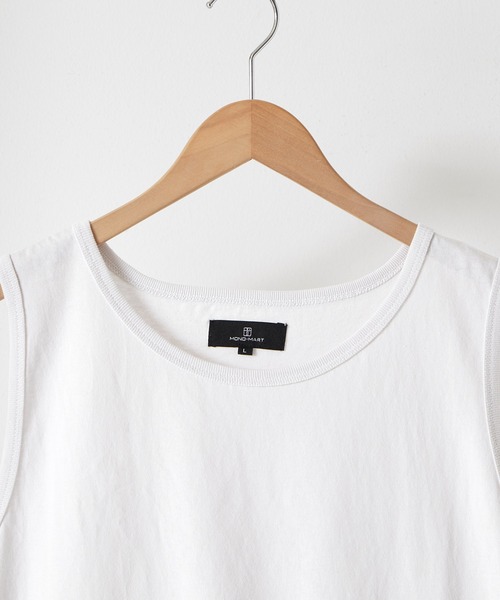 MONO-MART（モノマート）の「ルーズレイヤードサイドスリットタンクトップ（タンクトップ・メンズ・ホワイト/チャコール/アッシュブラウン/グレイッシュブルー/ブラック/スミクロ/アイボリー/サックスブルー/アッシュグレー/ダークネイビー/ピンク系/ライトグレー/グリーン系/グレイッシュベージュ/オートミール/レッド系/ブルー系・S/M/L/XL）」の18枚目の写真