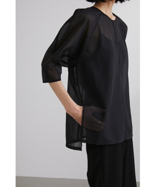 STYLEMIXER（スタイルミキサー）の「フォルムスリーブシアートップス（シャツ/ブラウス・レディース・ブラック/アイボリー/オレンジ/サックスブルー・FREE）」の17枚目の写真