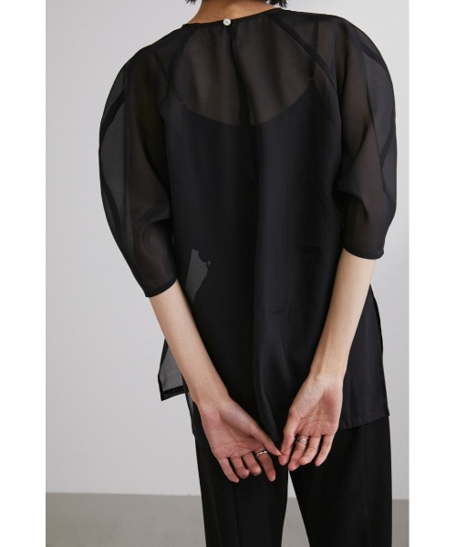 STYLEMIXER（スタイルミキサー）の「フォルムスリーブシアートップス（シャツ/ブラウス・レディース・ブラック/アイボリー/オレンジ/サックスブルー・FREE）」の20枚目の写真