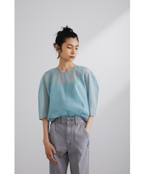 STYLEMIXER（スタイルミキサー）の「フォルムスリーブシアートップス（シャツ/ブラウス・レディース・ブラック/アイボリー/オレンジ/サックスブルー・FREE）」の22枚目の写真