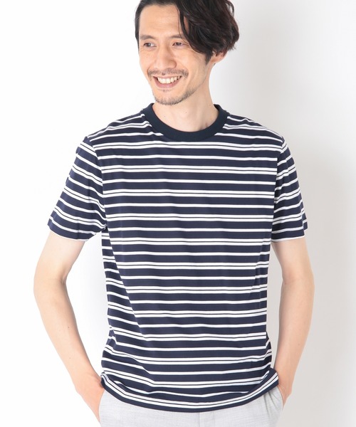 CROWDED CLOSET(クラウデッドクローゼット)の「シルケット天竺ボーダーTシャツ(Tシャツ/カットソー・メンズ・ネイビー/ホワイト系その他・02/03/04)」の2枚目の写真