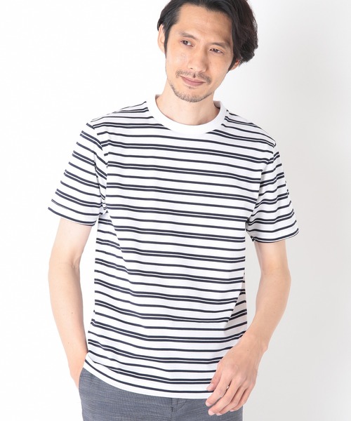 CROWDED CLOSET(クラウデッドクローゼット)の「シルケット天竺ボーダーTシャツ(Tシャツ/カットソー・メンズ・ネイビー/ホワイト系その他・02/03/04)」の3枚目の写真