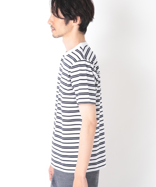CROWDED CLOSET(クラウデッドクローゼット)の「シルケット天竺ボーダーTシャツ(Tシャツ/カットソー・メンズ・ネイビー/ホワイト系その他・02/03/04)」の4枚目の写真