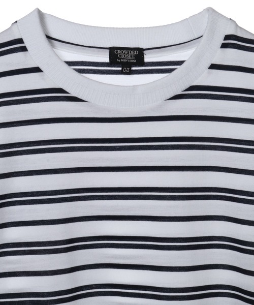 CROWDED CLOSET(クラウデッドクローゼット)の「シルケット天竺ボーダーTシャツ(Tシャツ/カットソー・メンズ・ネイビー/ホワイト系その他・02/03/04)」の11枚目の写真