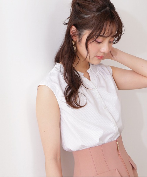 PROPORTION BODY DRESSING(プロポーションボディドレッシング)の「ストライプキーネックブラウス / 1212110407(シャツ/ブラウス・レディース・ベージュ系その他/ブルー系その他・SMALL/MEDIUM)」の1枚目の写真