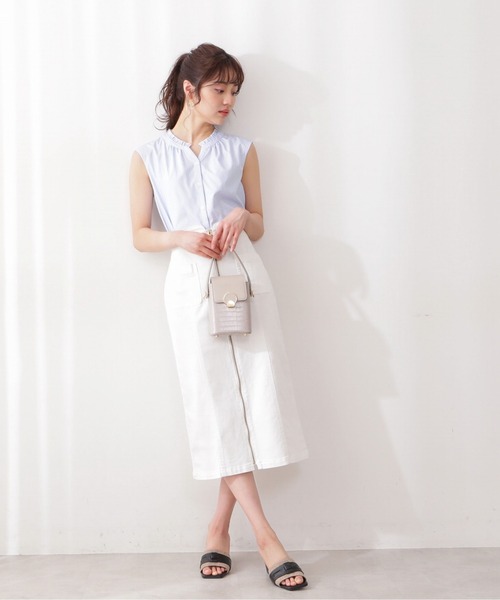 PROPORTION BODY DRESSING(プロポーションボディドレッシング)の「ストライプキーネックブラウス / 1212110407(シャツ/ブラウス・レディース・ベージュ系その他/ブルー系その他・SMALL/MEDIUM)」の6枚目の写真