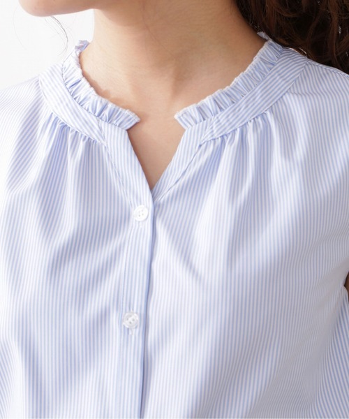 PROPORTION BODY DRESSING(プロポーションボディドレッシング)の「ストライプキーネックブラウス / 1212110407(シャツ/ブラウス・レディース・ベージュ系その他/ブルー系その他・SMALL/MEDIUM)」の8枚目の写真