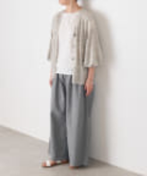 BEARDSLEY(ビアズリー)の「リネンカーディガン(カーディガン/ボレロ・レディース・ベージュ/グレー・FREE)」の3枚目の写真