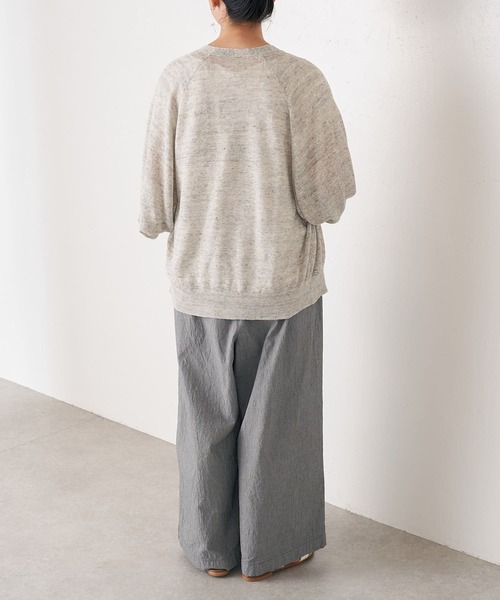 BEARDSLEY(ビアズリー)の「リネンカーディガン(カーディガン/ボレロ・レディース・ベージュ/グレー・FREE)」の4枚目の写真