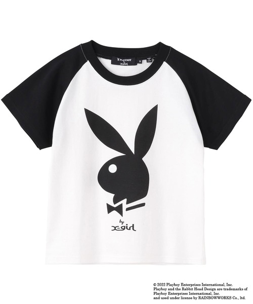 X-girl（エックスガール）の「Playboy × X-girl RAGLAN SLEEVE BABY TEE（Tシャツ/カットソー・レディース・ライトブルー/ホワイト/ブラック・M/S）」の19枚目の写真