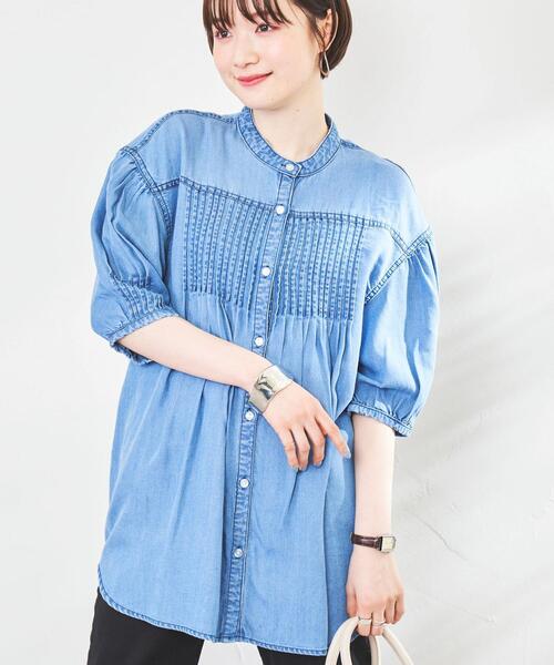 極美品✴︎Pheeta デニム ピンタック ブラウス ライトブルー coen（コーエン）の「ピンタックブラウス（シャツ/ブラウス）」 - WEAR