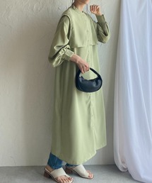 She's Closet | バンドカラーボリュームスリーブ長袖ケープロングシャツワンピース(シャツワンピース)