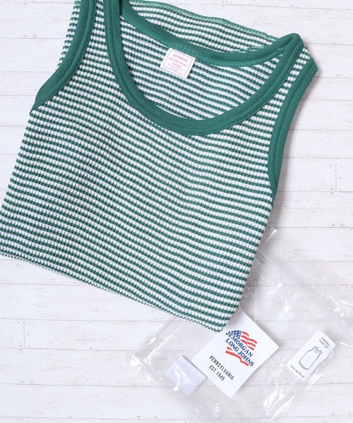 JEMORGAN（ジェーイーモーガン）の「JEMORGAN ワッフルボーダータンクトップ（パック入り）（タンクトップ・レディース・グリーン系その他/レッド系その他/グレー系その他/ブルー系その他・FREE）」の2枚目の写真
