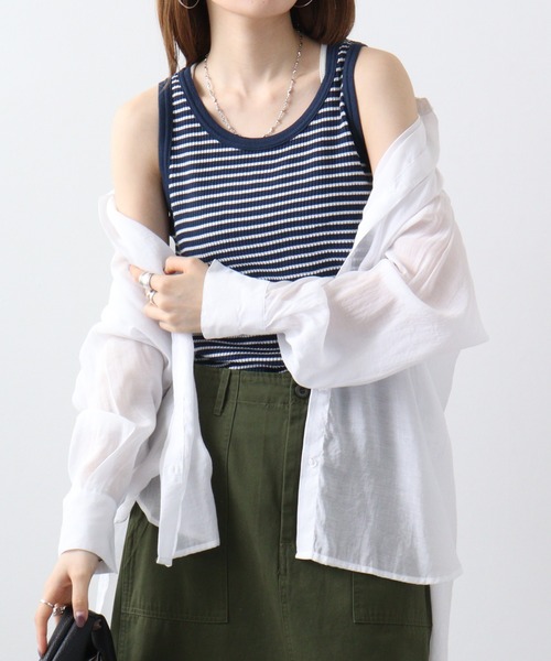 JEMORGAN（ジェーイーモーガン）の「JEMORGAN ワッフルボーダータンクトップ（パック入り）（タンクトップ・レディース・グリーン系その他/レッド系その他/グレー系その他/ブルー系その他・FREE）」の3枚目の写真