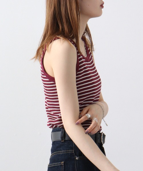 JEMORGAN（ジェーイーモーガン）の「JEMORGAN ワッフルボーダータンクトップ（パック入り）（タンクトップ・レディース・グリーン系その他/レッド系その他/グレー系その他/ブルー系その他・FREE）」の16枚目の写真