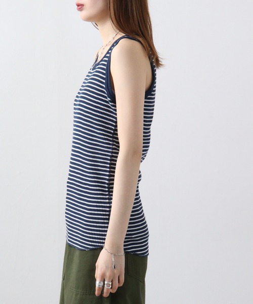 JEMORGAN（ジェーイーモーガン）の「JEMORGAN ワッフルボーダータンクトップ（パック入り）（タンクトップ・レディース・グリーン系その他/レッド系その他/グレー系その他/ブルー系その他・FREE）」の19枚目の写真