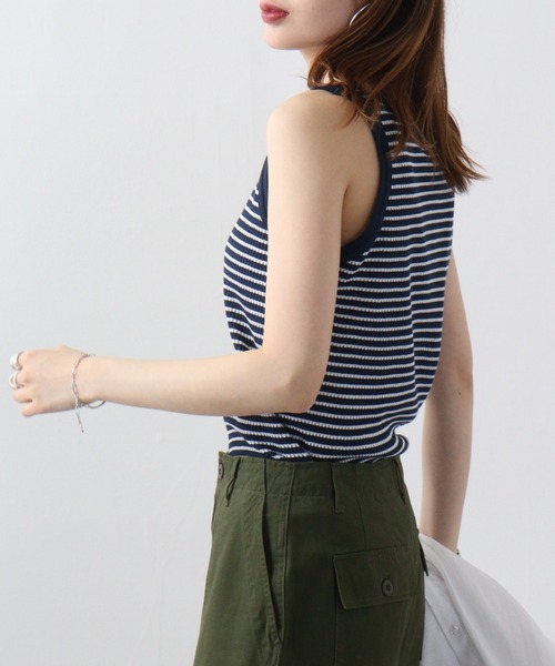 JEMORGAN（ジェーイーモーガン）の「JEMORGAN ワッフルボーダータンクトップ（パック入り）（タンクトップ・レディース・グリーン系その他/レッド系その他/グレー系その他/ブルー系その他・FREE）」の9枚目の写真
