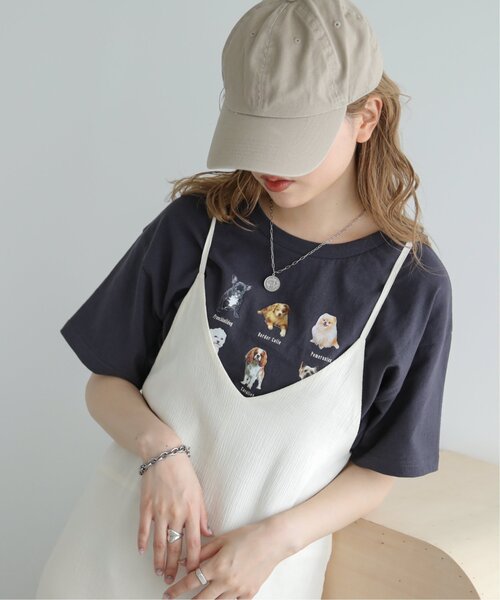 RAY CASSIN（レイカズン）の「dogPBプリントTシャツ（Tシャツ/カットソー・レディース・オフホワイト/スミクロ・FREE）」の2枚目の写真