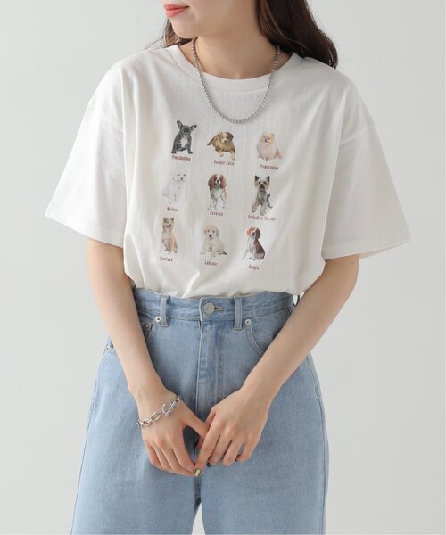 RAY CASSIN（レイカズン）の「dogPBプリントTシャツ（Tシャツ/カットソー・レディース・オフホワイト/スミクロ・FREE）」の7枚目の写真