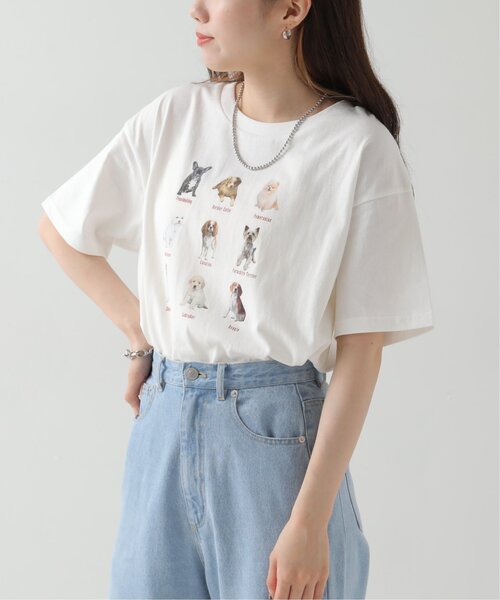 RAY CASSIN（レイカズン）の「dogPBプリントTシャツ（Tシャツ/カットソー・レディース・オフホワイト/スミクロ・FREE）」の4枚目の写真