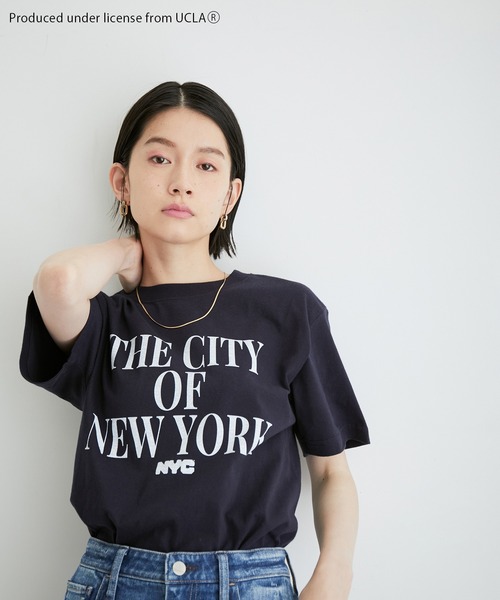 ADAM ET ROPE'(アダムエロペ)の「【GOOD ROCK SPEED】NYC Tee(Tシャツ/カットソー・レディース・ネイビー/ホワイト・FREE)」の1枚目の写真