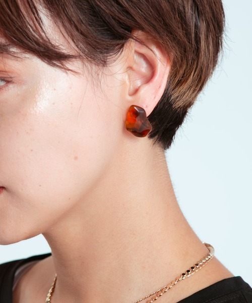 COLOR TOKYO ACCESSORIES（カラートウキョウアクセサリー）の「マーブルアクリルストーンピアス（ピアス（両耳用）・レディース・ホワイト/ブラウン・FREE）」の13枚目の写真