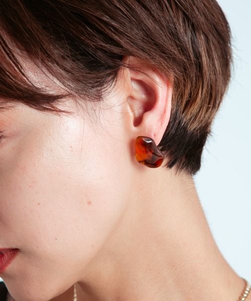 COLOR TOKYO ACCESSORIES（カラートウキョウアクセサリー）の「マーブルアクリルストーンピアス（ピアス（両耳用）・レディース・ホワイト/ブラウン・FREE）」の14枚目の写真