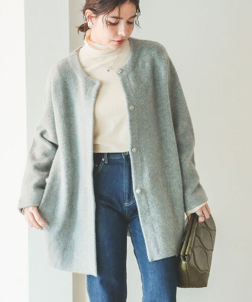 B:MING by BEAMS（ビーミングバイビームス）の「B:MING by BEAMS / アンゴラ ストレッチ カーディガン 22AW（カーディガン/ボレロ・レディース・ベージュ/オリーブ/トップグレー・FREE）」の10枚目の写真