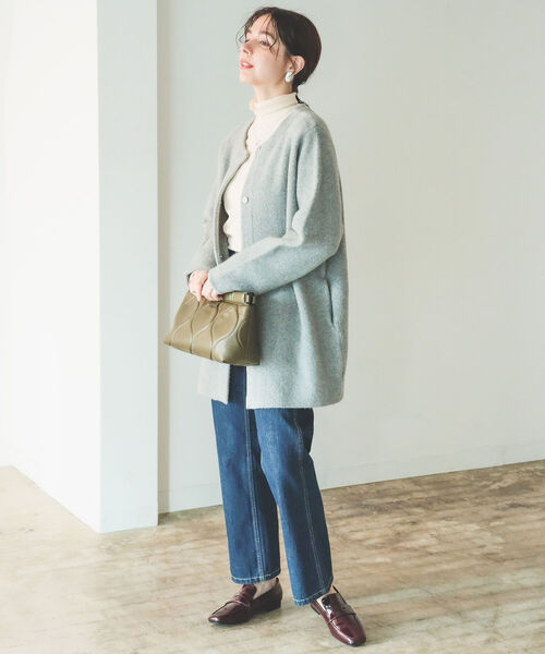 B:MING by BEAMS（ビーミングバイビームス）の「B:MING by BEAMS / アンゴラ ストレッチ カーディガン 22AW（カーディガン/ボレロ・レディース・ベージュ/オリーブ/トップグレー・FREE）」の6枚目の写真