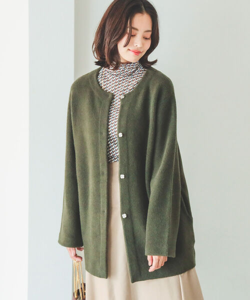 B:MING by BEAMS（ビーミングバイビームス）の「B:MING by BEAMS / アンゴラ ストレッチ カーディガン 22AW（カーディガン/ボレロ・レディース・ベージュ/オリーブ/トップグレー・FREE）」の11枚目の写真