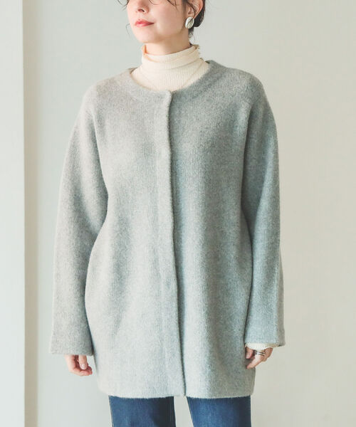 B:MING by BEAMS（ビーミングバイビームス）の「B:MING by BEAMS / アンゴラ ストレッチ カーディガン 22AW（カーディガン/ボレロ・レディース・ベージュ/オリーブ/トップグレー・FREE）」の7枚目の写真