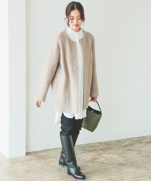 B:MING by BEAMS（ビーミングバイビームス）の「B:MING by BEAMS / アンゴラ ストレッチ カーディガン 22AW（カーディガン/ボレロ・レディース・ベージュ/オリーブ/トップグレー・FREE）」の18枚目の写真